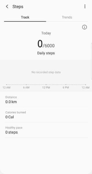 foot steps tracker in samsung health apk