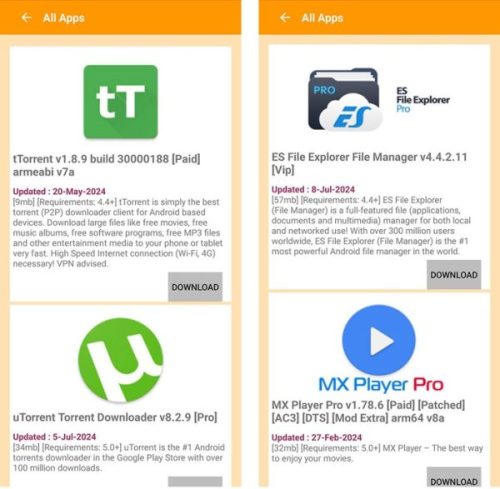 Torrent and Tool Apps in the third party app store