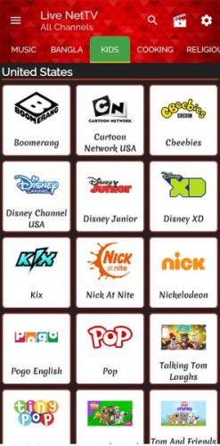 Live NetTV Kids channels