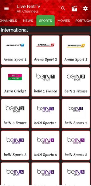 Live NetTV Sports channels