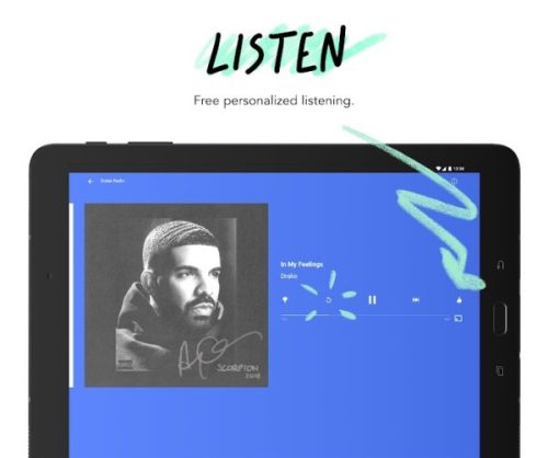 pandora screenshot showing personalized listening experience on phones and tablet devices