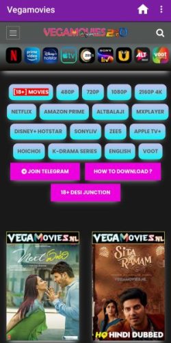 Vegamovies apk homepage