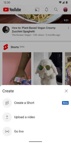 freedom to create new content and upload directly from the YouTube app for Android